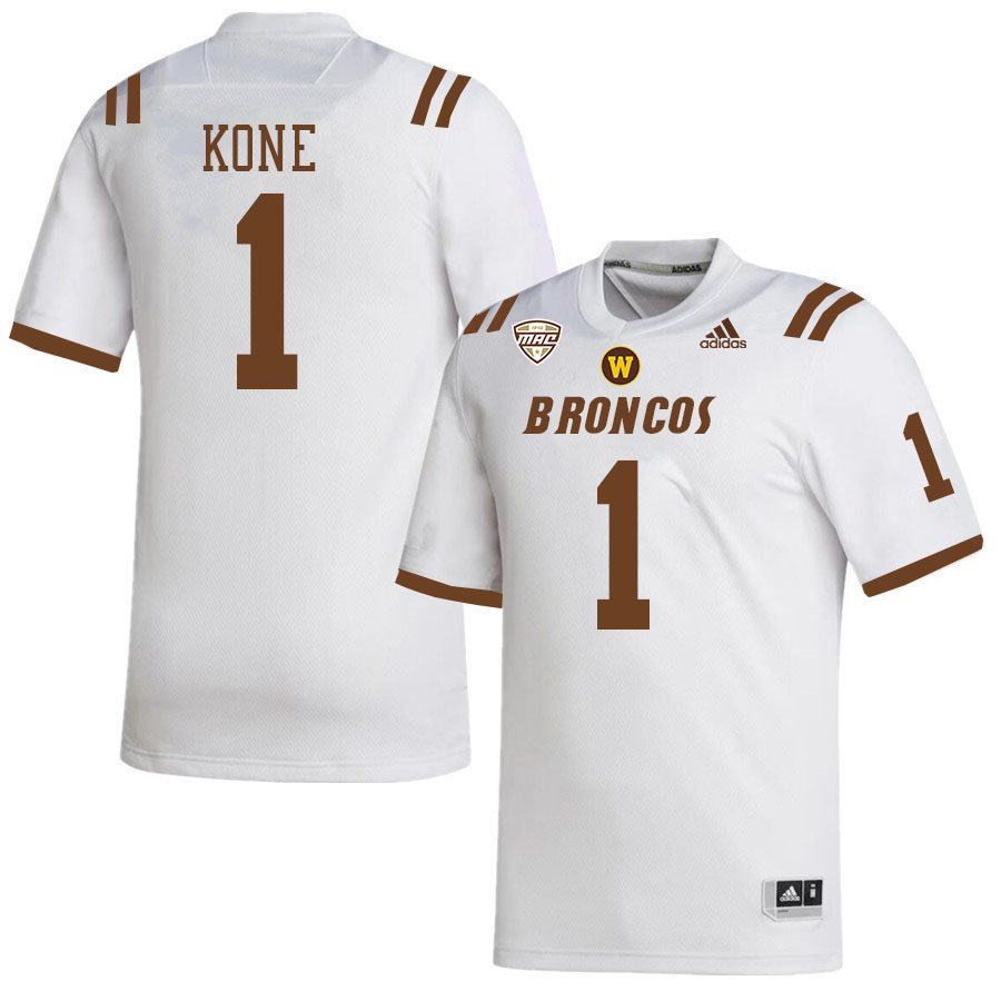 #1 Bilhal Kone Western Michigan Broncos College Football Jerseys Stitched-White